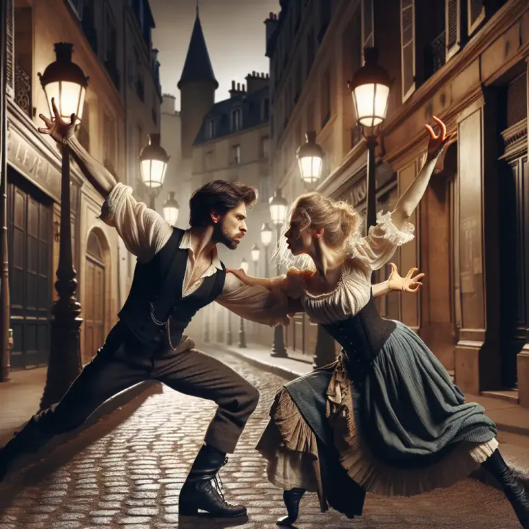 Visual representation of "apache" - A type of dance popular in Paris in the early 1900s, known for its dramatic and aggressive style