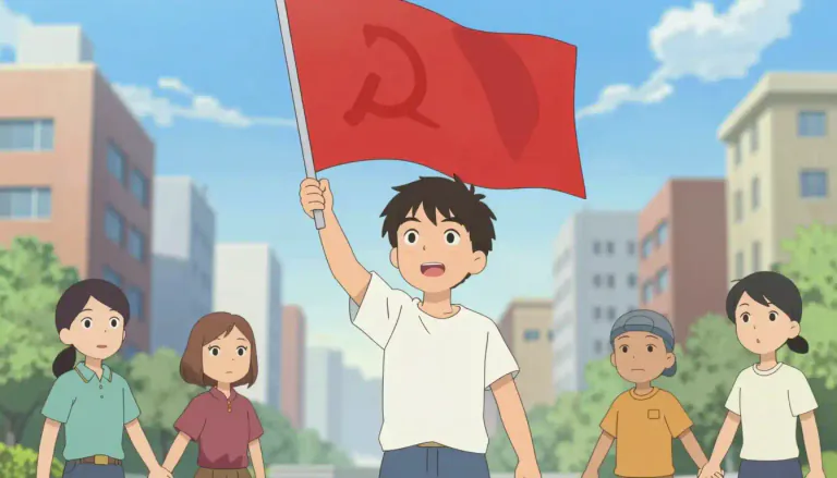 Visual representation of "commie" - A person who supports or advocates for communism.