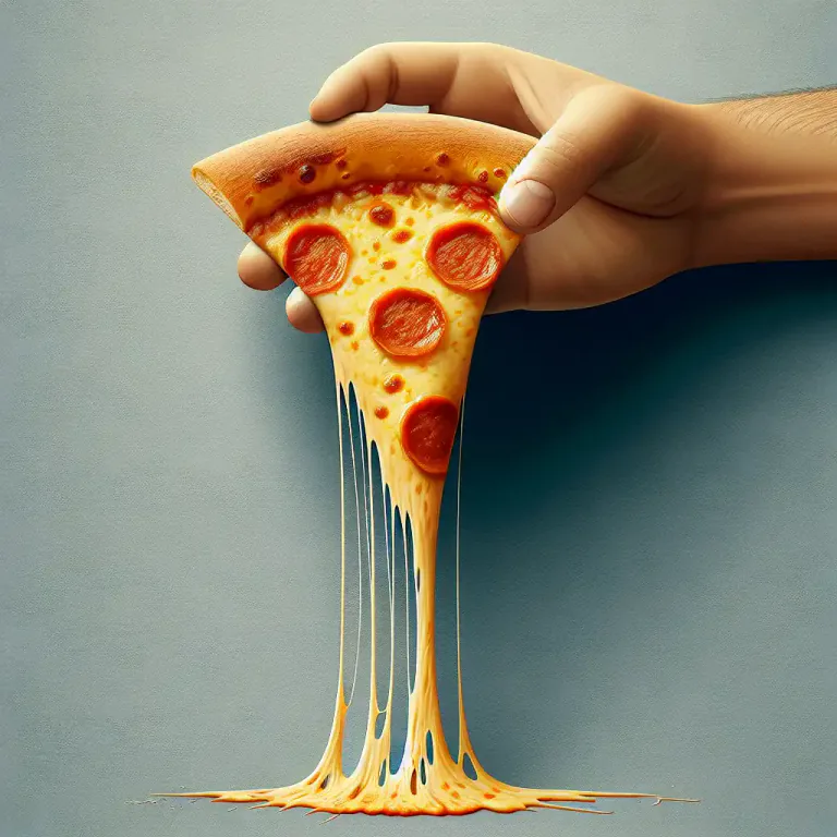 Visual representation of "ropy" - Something that is stretched out long and thin, like a rope.