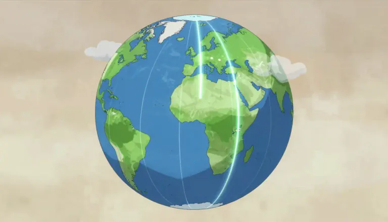 Visual representation of "longitude" - Longitude is an imaginary line on the earth's surface that goes from the North Pole to the South Pole.