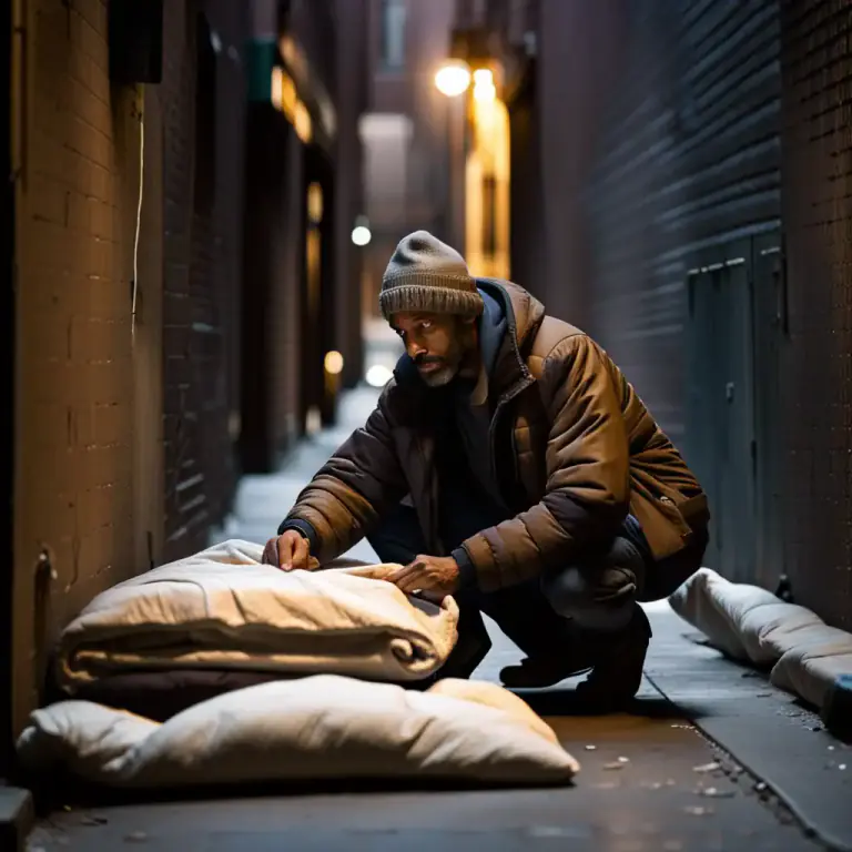 Visual representation of "bed down" - To prepare and use a place for sleeping