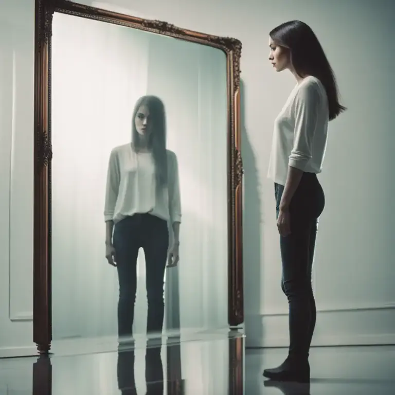 Visual representation of "narcissistic" - Psychology term: relating to narcissism, where a person has an inflated self-image and intense admiration of oneself.