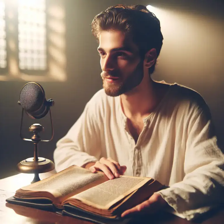 Visual representation of "commentator" - A person who gives comments and explanations on a book, especially that of a religious text.