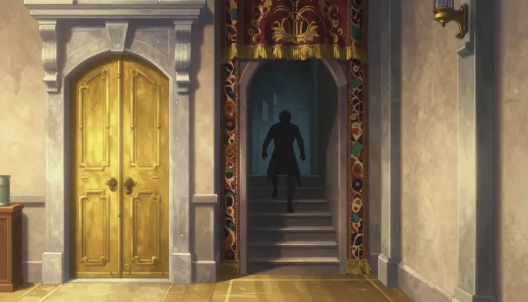 Visual representation of "backstairs" - A secret, unofficial, or indirect way of reaching a goal