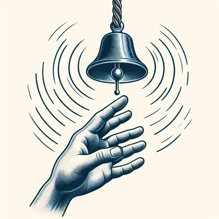 Visual representation of "ring" - To cause a bell or other sound-making device to make a sound.