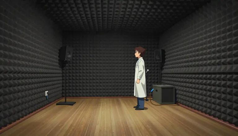 Visual representation of "anechoic" - Anechoic refers to a space that is designed to prevent sound from bouncing back, creating an environment free from echoes.