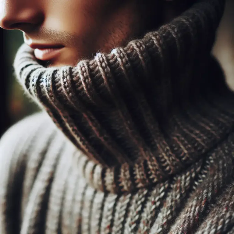 Visual representation of "turtleneck" - The high, folded collar of a sweater or shirt that covers your neck.