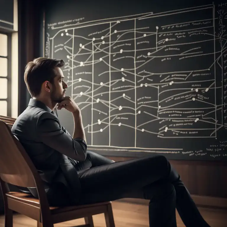 Visual representation of "meditate" - To think carefully about something for a long time