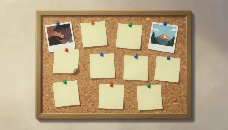 Visual representation of "corkboard" - A board covered with cork that is used for pinning notes, pictures, and other items.