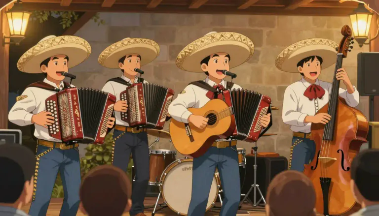 Visual representation of "conjunto" - A conjunto is a style of music and a musical ensemble, often featuring traditional instruments.