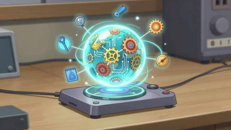 Visual representation of "integrator" - A device or software that combines various components or functions into a single system.