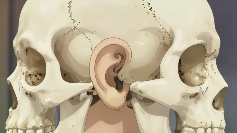 Visual representation of "petrous" - Relating to the dense, hard part of the temporal bone of the skull, which houses the inner ear.