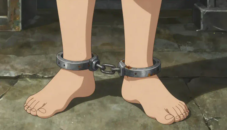 Visual representation of "fetter" - A chain or shackle for the feet