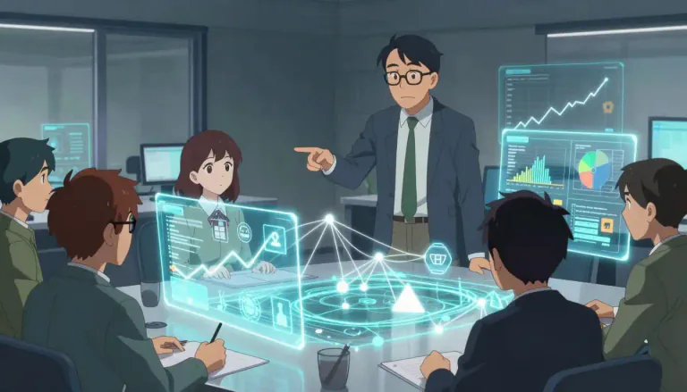 Visual representation of "analytics" - The study and use of data and patterns to make decisions and solve problems.