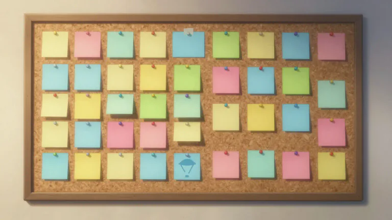 Visual representation of "noticeboard" - A board on which notices or information can be posted for others to see.