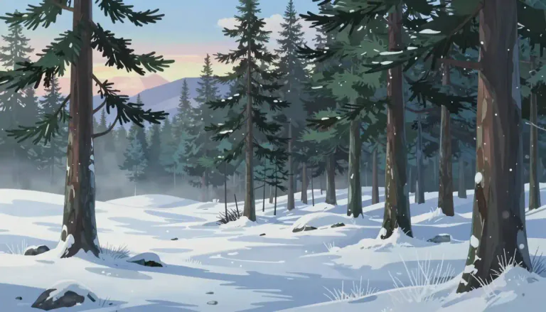 Visual representation of "taiga" - A biome characterized by coniferous forests, found in northern regions with cold climates.