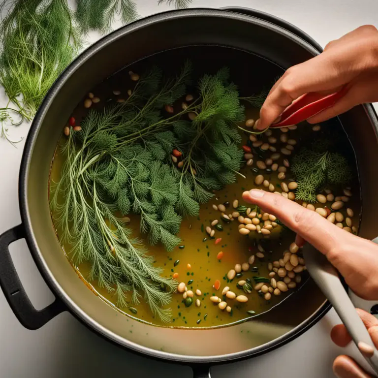 Visual representation of "dill" - A bitter aromatic spice made from the seeds of this plant, or the fresh or dried leaves used as a herb