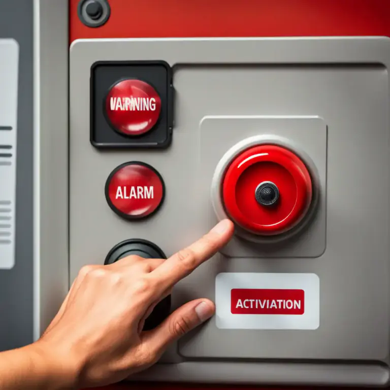 Visual representation of "set off" - To cause an alarm or a device to start functioning