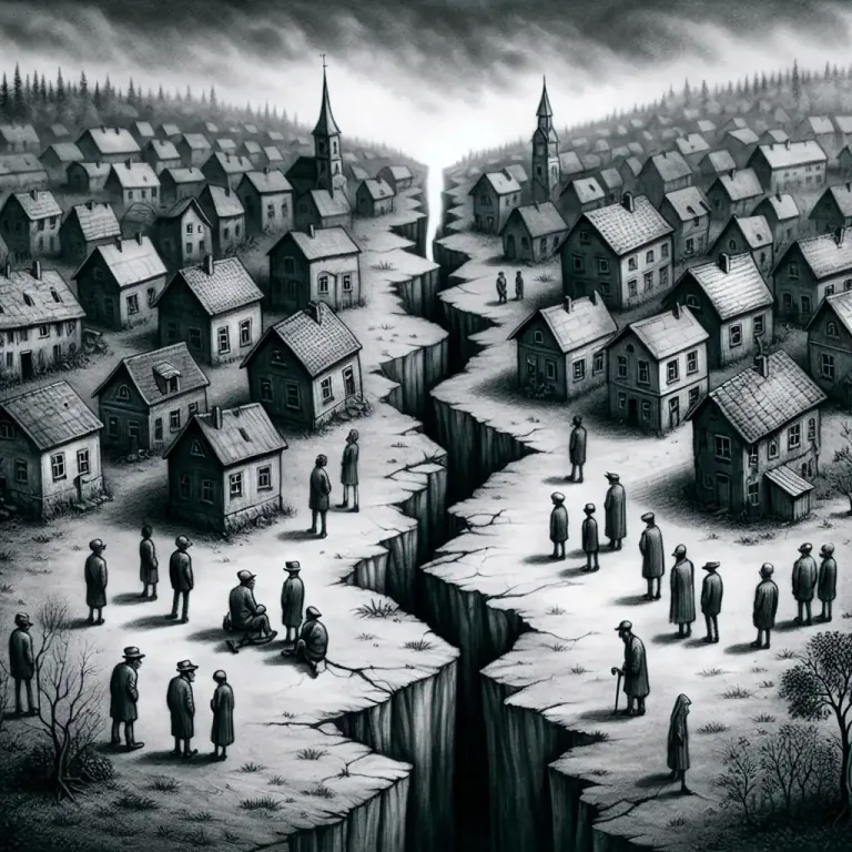 Visual representation of "disunity" - The state of being separate or divided