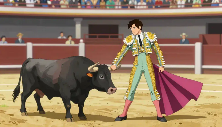 Visual representation of "matador" - The main performer in Spanish bullfighting who actually kills the bull.