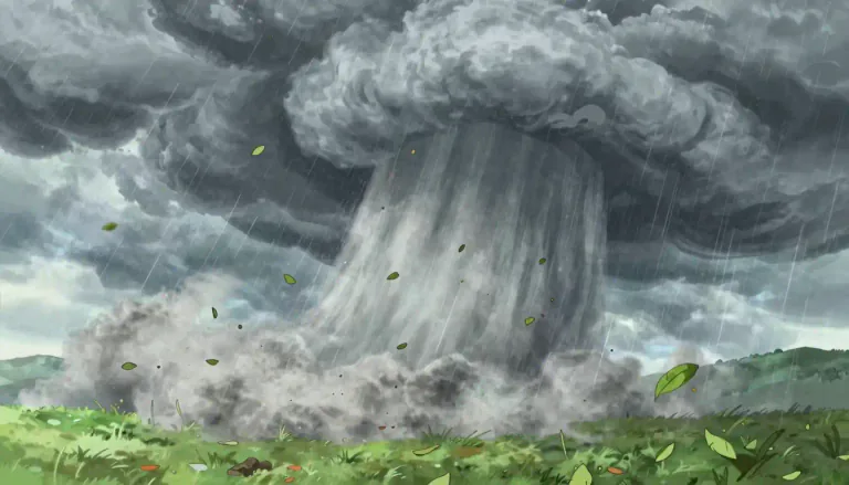 Visual representation of "downdraft" - A current of air that moves downward, usually associated with storm systems.
