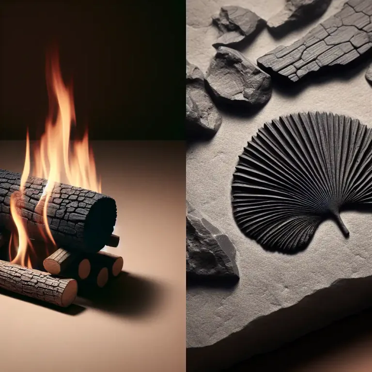 Visual representation of "carbonization" - The production of carbon or a carbonaceous residue from organic material by heating it without enough oxygen for complete combustion.