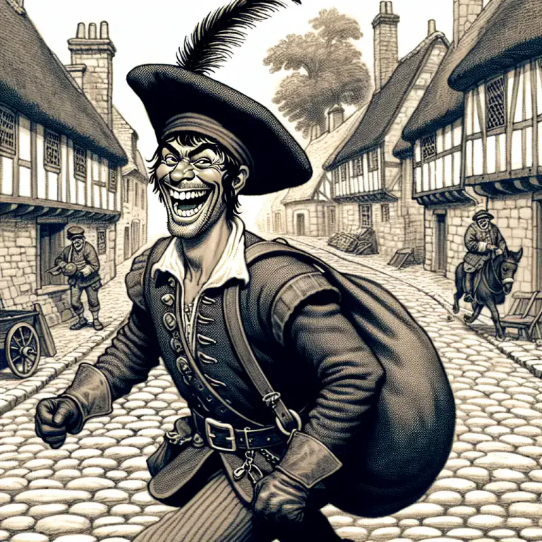 Visual representation of "picaresque" - A type of novel which is about the adventures of a rogue or wanderer in a funny or critical way.