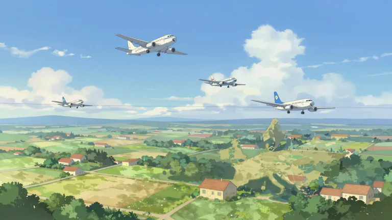 Visual representation of "airspace" - The area in the sky above a country where the country can control the flying of aircraft.