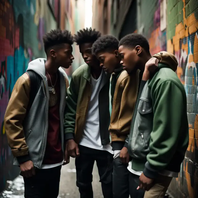 Visual representation of "homeboy" - A young male belonging to a particular group or gang, usually in a city.