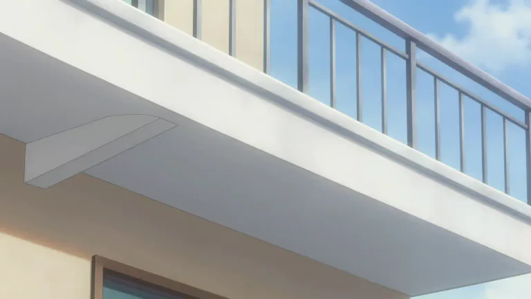 Visual representation of "soffit" - The underside of a structural component, such as a balcony, eave, or arch.