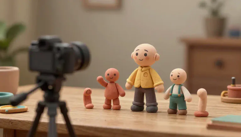 Visual representation of "claymation" - A type of stop-motion animation that uses figures made of malleable clay.