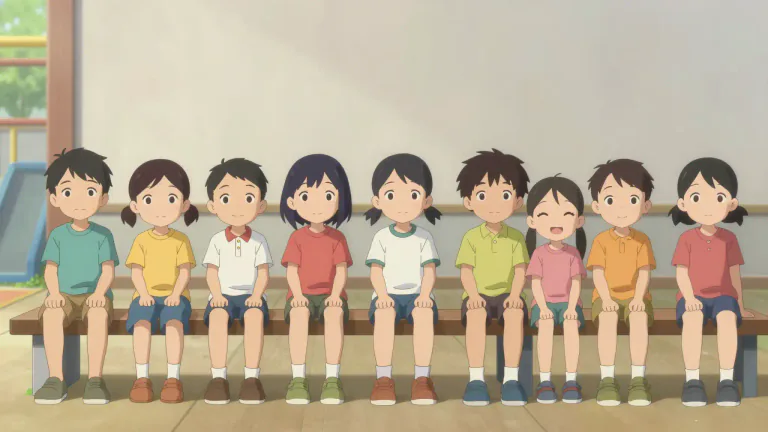 Visual representation of "row" - A line of things or people next to each other