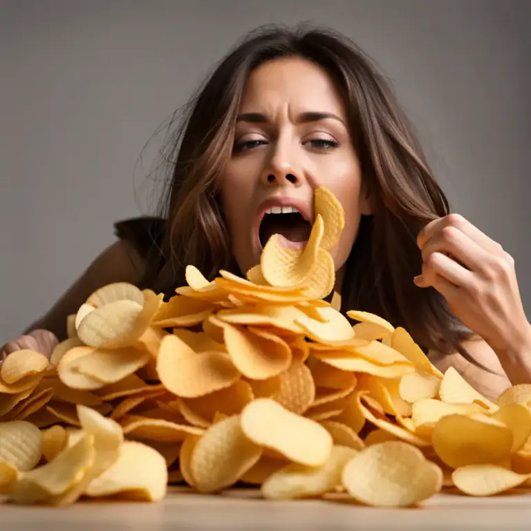 Visual representation of "crunch up" - To chew food noisily