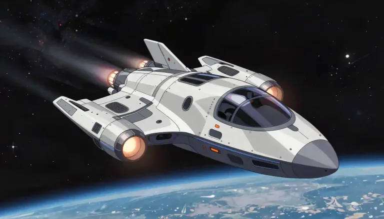 Visual representation of "spaceship" - A vehicle that is designed for travel or operation in outer space