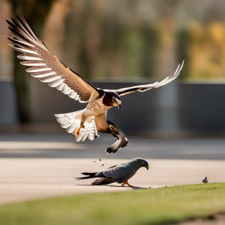 Visual representation of "stoop" - To swoop down quickly in flight, especially to catch prey (usually used for birds of prey)