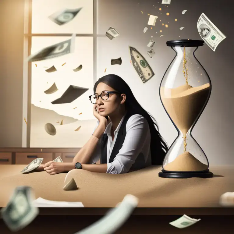 Visual representation of "time is money" - The time spent on something could have been used to earn money, so wasting time is like losing money.