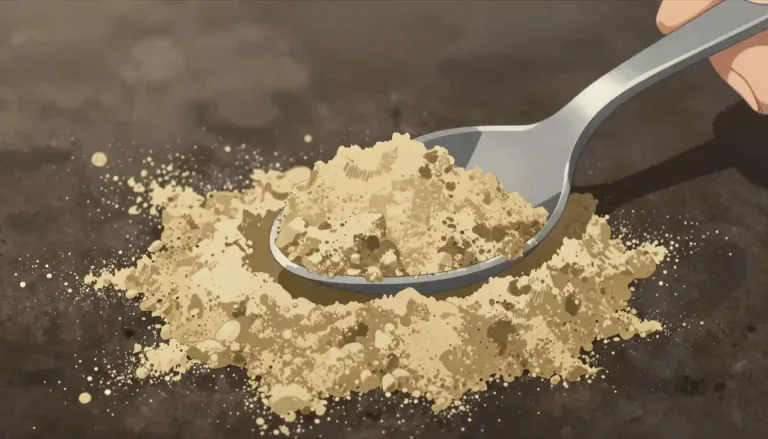 Visual representation of "powder" - A substance that consists of very small grains or particles