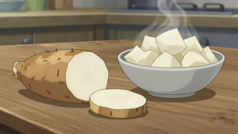 Visual representation of "yuca" - Yuca is a starchy root that can be cooked and eaten, often used in many traditional dishes and cuisines around the world.