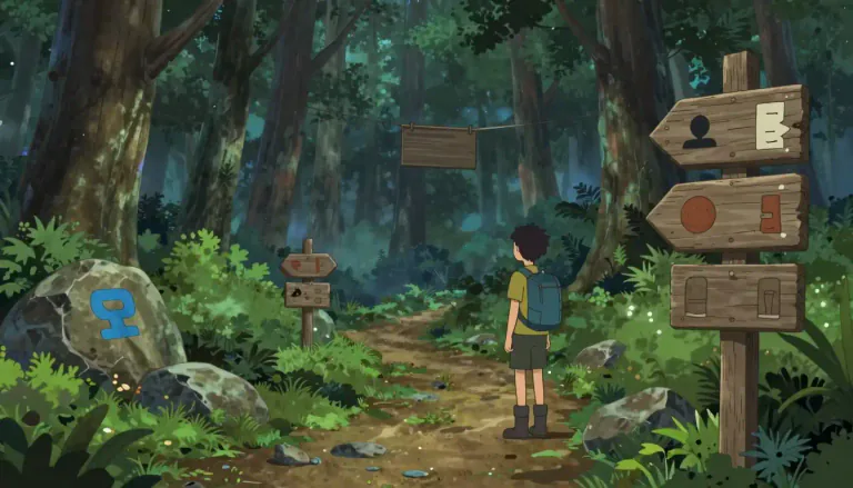 Visual representation of "waymark" - A sign or symbol that shows the path or direction