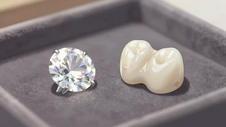 Visual representation of "zirconia" - Zirconia is a white crystalline compound that is often used in dental materials, ceramics, and as a diamond substitute.