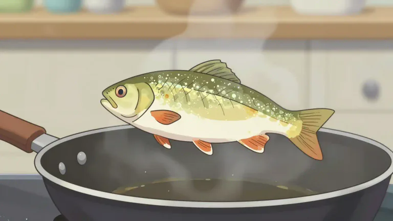 Visual representation of "panfish" - A small fish that is commonly caught for food and typically cooked in a frying pan.