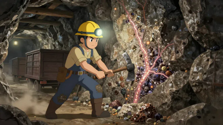 Visual representation of "miner" - A person who works in a mine to dig out valuable minerals