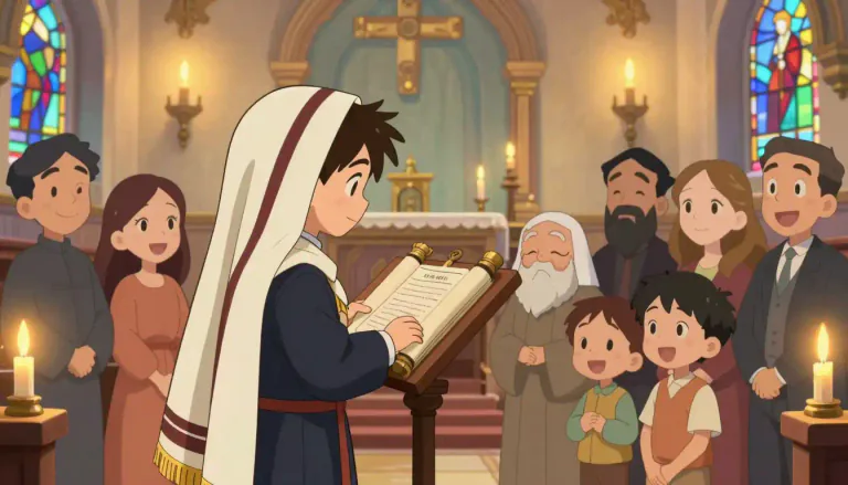 Visual representation of "mitzvah" - A ceremonial act, particularly a coming-of-age ceremony for Jewish children.