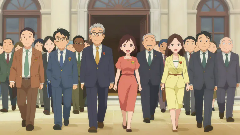 Visual representation of "delegation" - A group of people chosen to represent others.