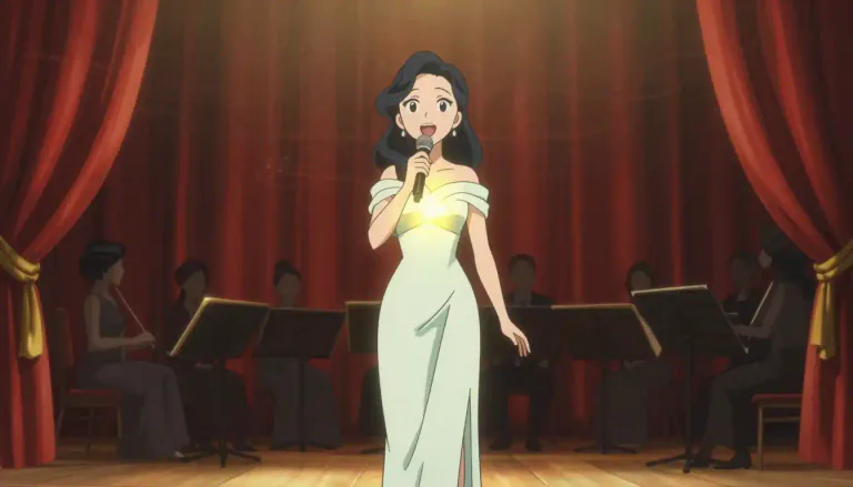Visual representation of "mezzo" - Referring to a mezzo-soprano, a type of female singing voice that is higher than an alto.