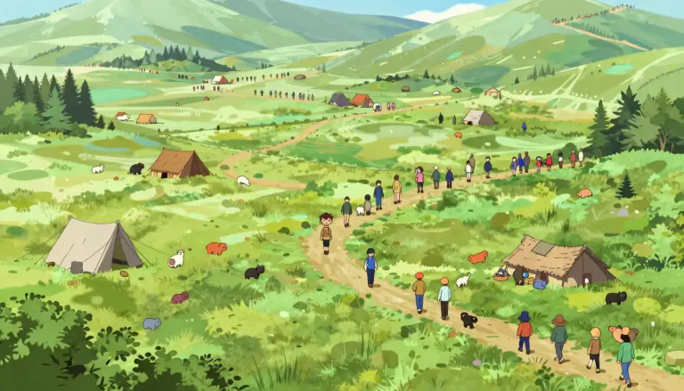 Visual representation of "populate" - To fill a place with people or animals.