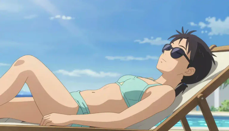 Visual representation of "sunbath" - To expose oneself to sunlight for relaxation or to achieve a suntan.