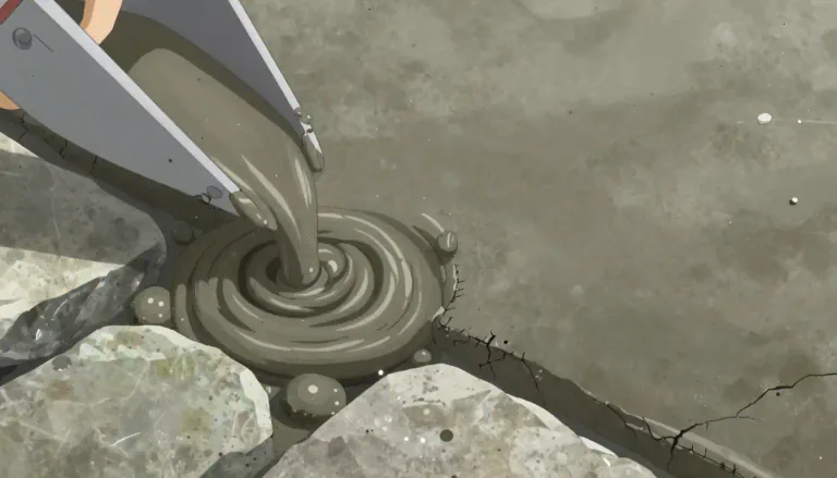 Visual representation of "cementitious" - Referring to materials that have cement-like properties, typically used in construction.