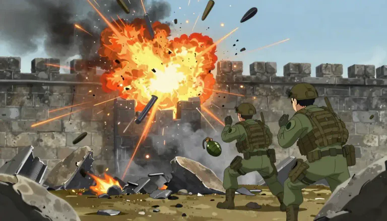 Visual representation of "frag" - To destroy or damage something, especially in a violent manner.