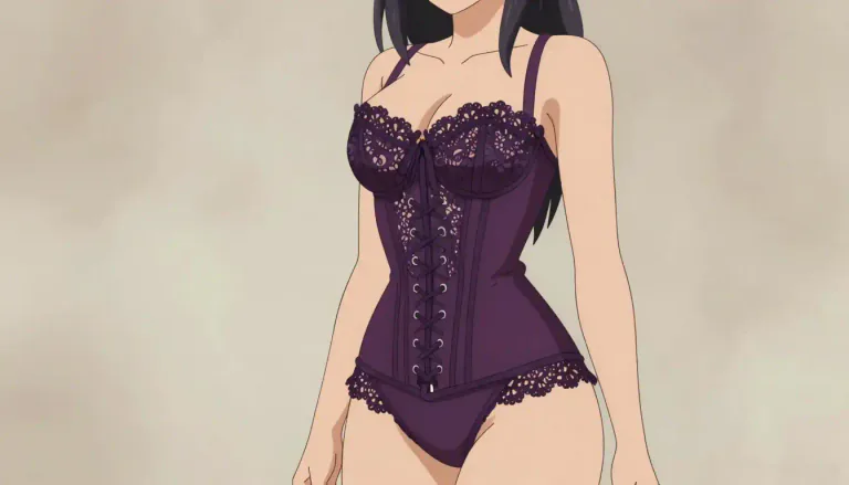 Visual representation of "corset" - A tight piece of clothing worn by women to shape their waist and hips.